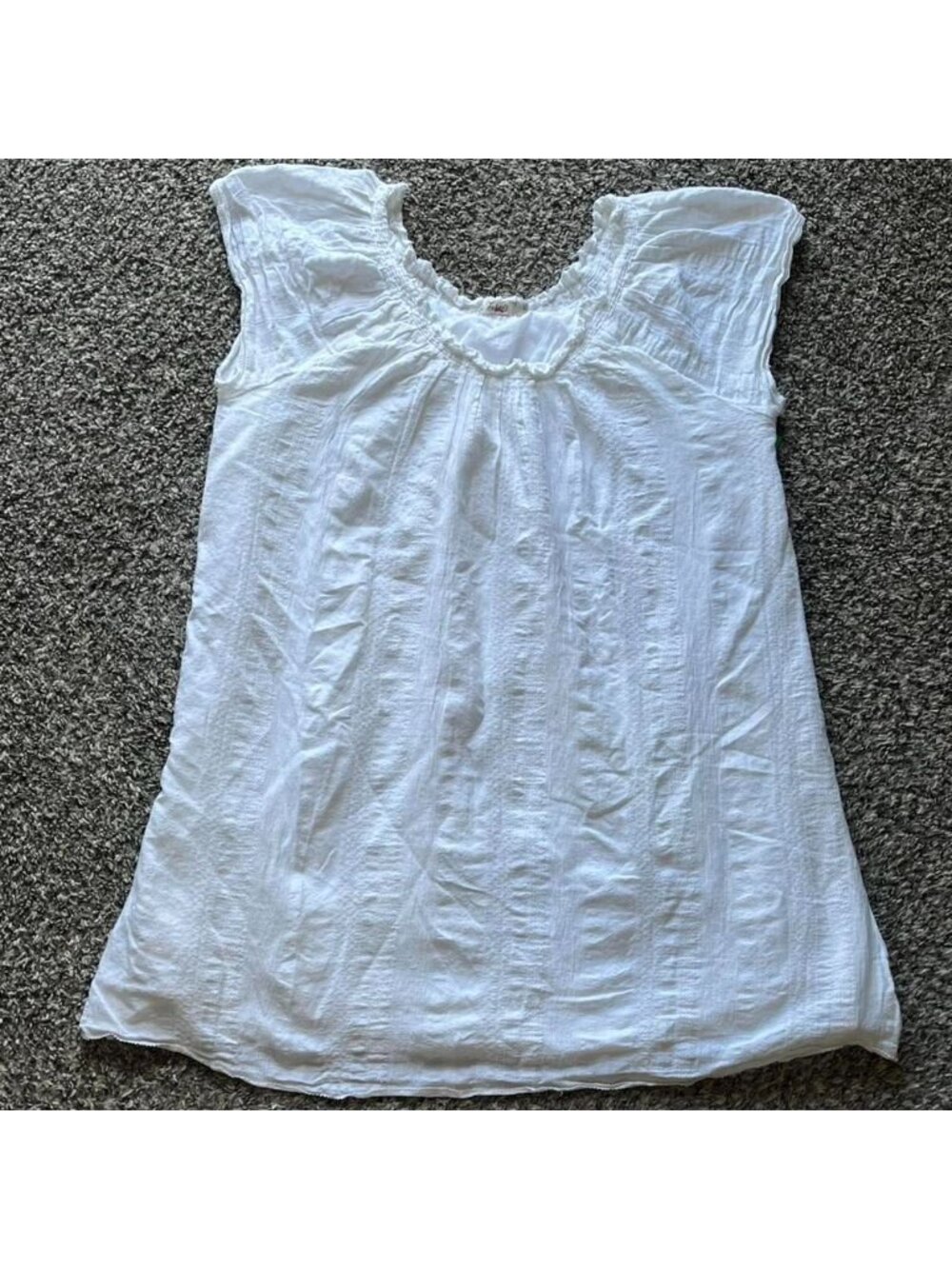 Faherty White T-Shirt Mini Dress Large Ruffles Cottagecore Traditional Fairy